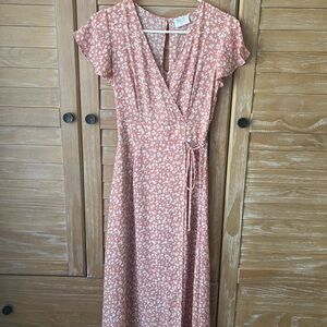 Sienna Sky Dusty Rose Floral Wrap Midi Dress
